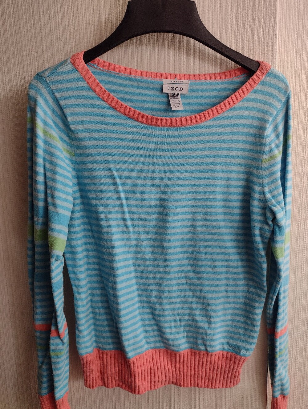 Izod Women's Striped Cotton Sweater Size Small Petite